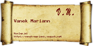 Vanek Mariann névjegykártya